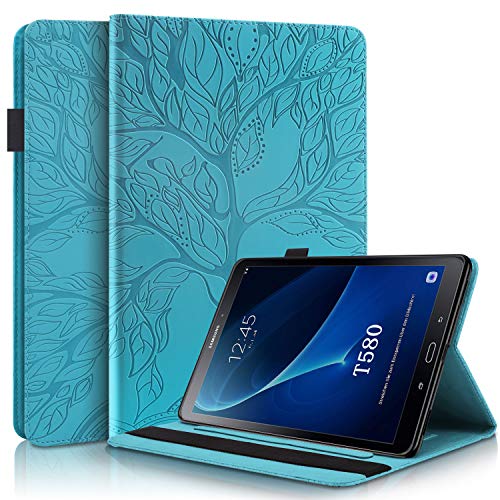 Succtop Samsung Tab A 10.1 2016 Case PU Leather Folio Flip Wallet Cover Stand Tablet Protective Case with Pen Holder for Samsung Galaxy Tab A 2016 10.1 Inch SM-T580/SM-T585,Blue