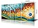 Ode-Rin Art - Modern Abstract Landscape Wall Art Tree 3 Pieces Artwork Blue Framed Giclee Canvas Prints for Living Room Home Decor, Ready to Hang - 36x16 Inch