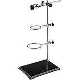 QWORK Steel Laboratory Support Stand Set, 16" Rod with Rings & Clamp for Filtration, Heating & Teaching Experiments