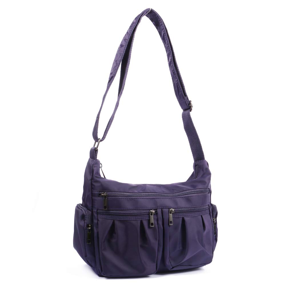 TENXITER Multi Pocket Shoulder Bag Corss-body Purse Waterproof Nylon Travel Handbags for Women