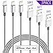 IDiSON 3PACK(10ft 6ft 3ft) Apple MFi Certified Lightning Cable Braided Nylon Fast Charging Cable Compatible iPhone Xs Max XS XR X 8 Plus 7 Plus 6s 6 5s 5c iPad Air iPad Mini iPod (Gray White)