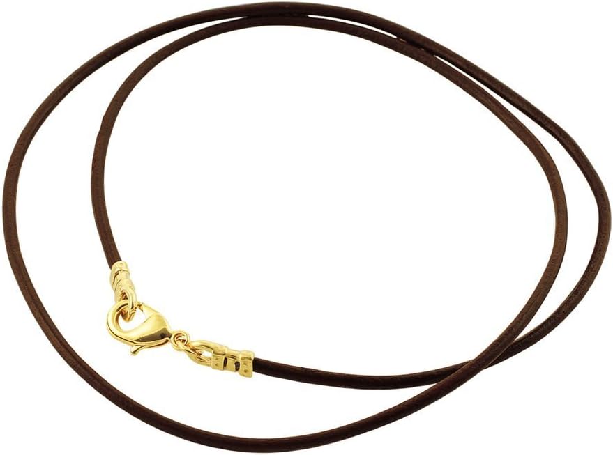 DragonWeaveGold Plated 1.8mm Fine Brown Leather Cord Necklace