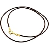 DragonWeave Gold Plated 1.8mm Fine Brown Leather Cord Necklace