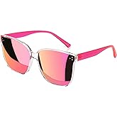 Sumato Sunglasses Womens, Oversized Pink Sunglasses for Women with Trendy Mirrored Lens UV400 Blocking