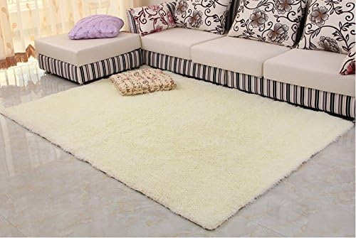 Norson Home Textiles, Super Soft Modern Shag Area Rugs Off-white Living Room Carpet Bedroom Rug Washable Rugs Solid Home Decorator Floor Rug and Carpets (78.7 118.1 inches (200 300 cm), Off-white)