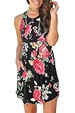 Gemijack Womens Summer Sleeveless Mini Dresses Casual Racerback Short Tank Dress with Pockets