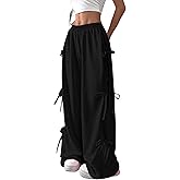 Verdusa Women's Baggy Sweatpants Elastic Waist Casual Bow Wide Leg Pants with Pocket Y2K Going Out Travel Pants