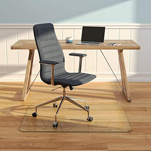 Premium Glass Office Chair Mat - Vitrazza (36" x 48") Super-Strong Hardwood and Carpet Protectors with Scratch-Resistant, Dent-Proof Surface | Chiaro - Standard Clear