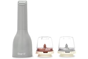 FINAMILL Grinder with 2 Pods (ProPlus & Peppercorn), Battery Operated, Stone