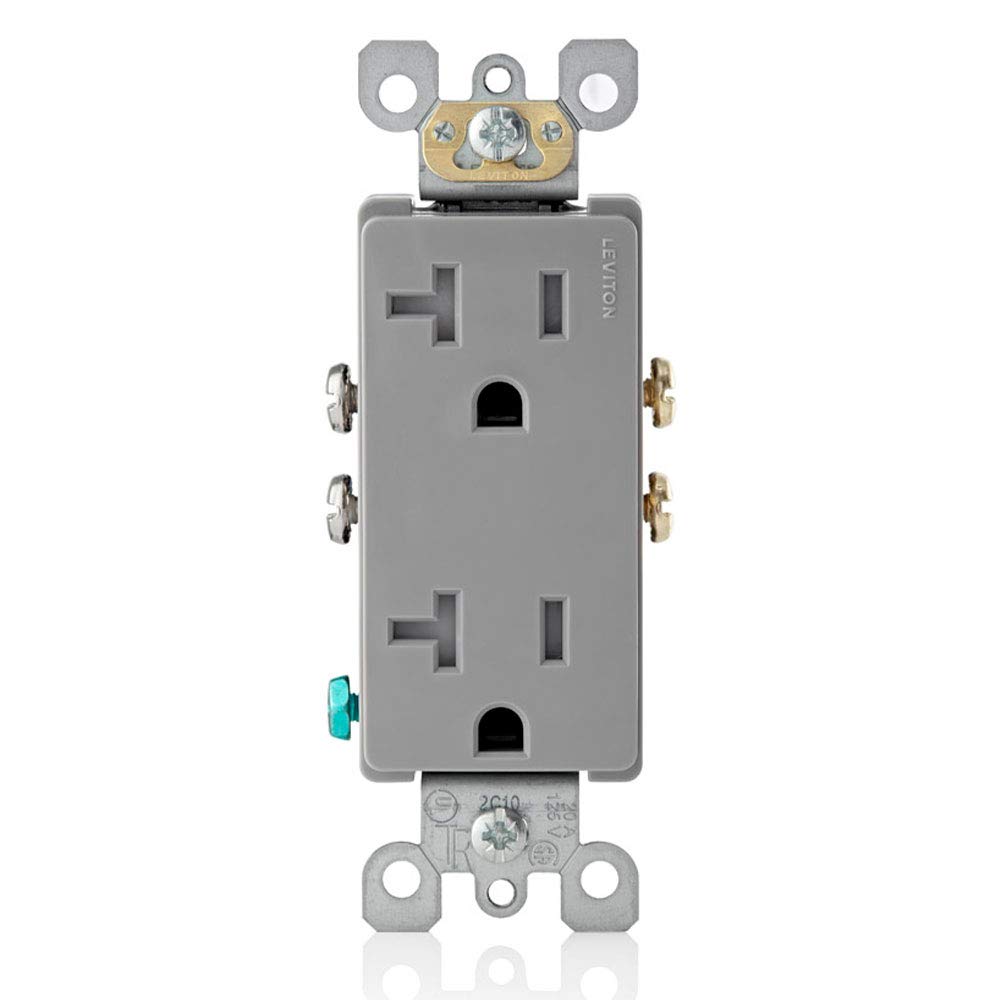 Photo 1 of (GFCI)Leviton 20 Amp Decora Tamper-Resistant Duplex Electrical Wall Outlet, T5825, Gray