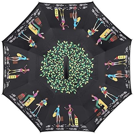 VISMIINTREND Inverted C Shape C Handle Umbrella - Double Layer - Windproof, UV Protection and Self-Standing Umbrella - Car Umbrella