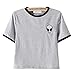 Blogger Striped ET Teen Girls Alien Crop Top Slim Tees Short Sleeve T-shirt