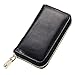Esdrem Retro Cowhide Leather Key Case Holder Card Wallet Zipper Key Chain Case Pouch in 5 Colors (Black)