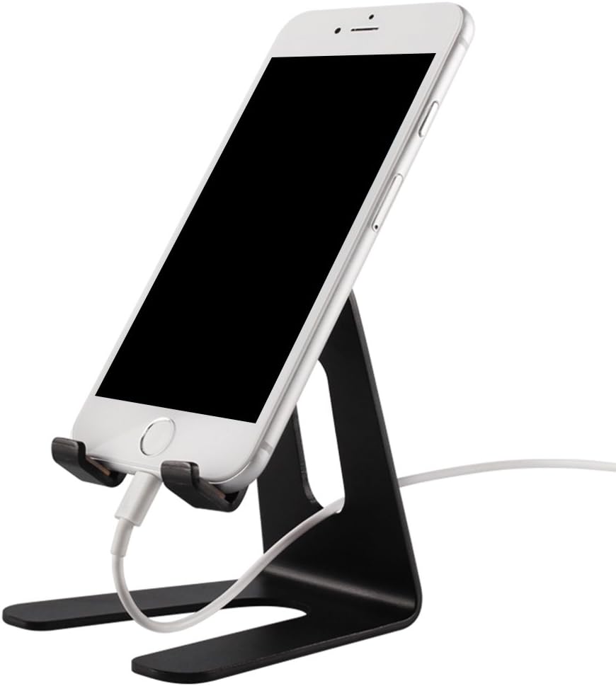 GSTEK Aluminum Universal Phone and Tablet Stand Holder with Charging Dock for iPhone, iPad, Samsung Galaxy/Tab, Kindle E-reader, Google Nexus, HTC, LG, Sony, Nokia (Solid - Black)