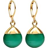 Gempires Gemstone Drop Earrings for Women Handmade Lightweight Gold Electroplated Dangle Earrings Hypoallergenic Boho Chic Jewelry Elegant Gift for Her Everyday Fashion Accessory
