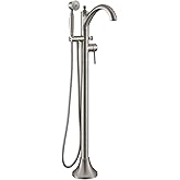 Wintap Freestanding Tub Faucets, Classic Freestanding Bathtub Faucet with Retro Handheld Sprayer High Flow Max 7.04GPM Floor Mount Tub Filler Swivel Spout Bath Tub faucet Brushed Nickel (WT-9002BN)