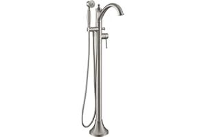Wintap Freestanding Tub Faucets, Classic Freestanding Bathtub Faucet with Retro Handheld Sprayer High Flow Max 7.04GPM Floor Mount Tub Filler Swivel Spout Bath Tub faucet Brushed Nickel (WT-9002BN)