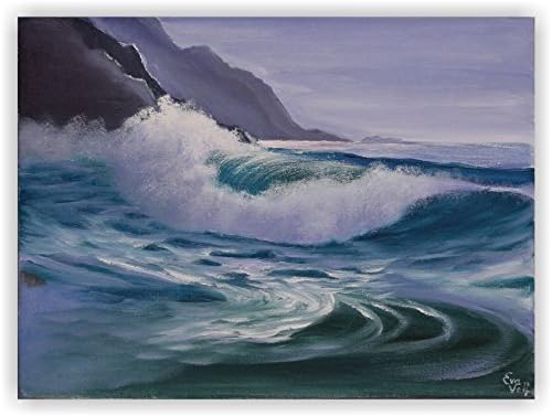 Original Ocean Wave Painting,Coastal Painting, Beach Art, Oil on Canvas Artwork, Seascape, Landscape, Ready to Hang, Solo Surf 9x12"