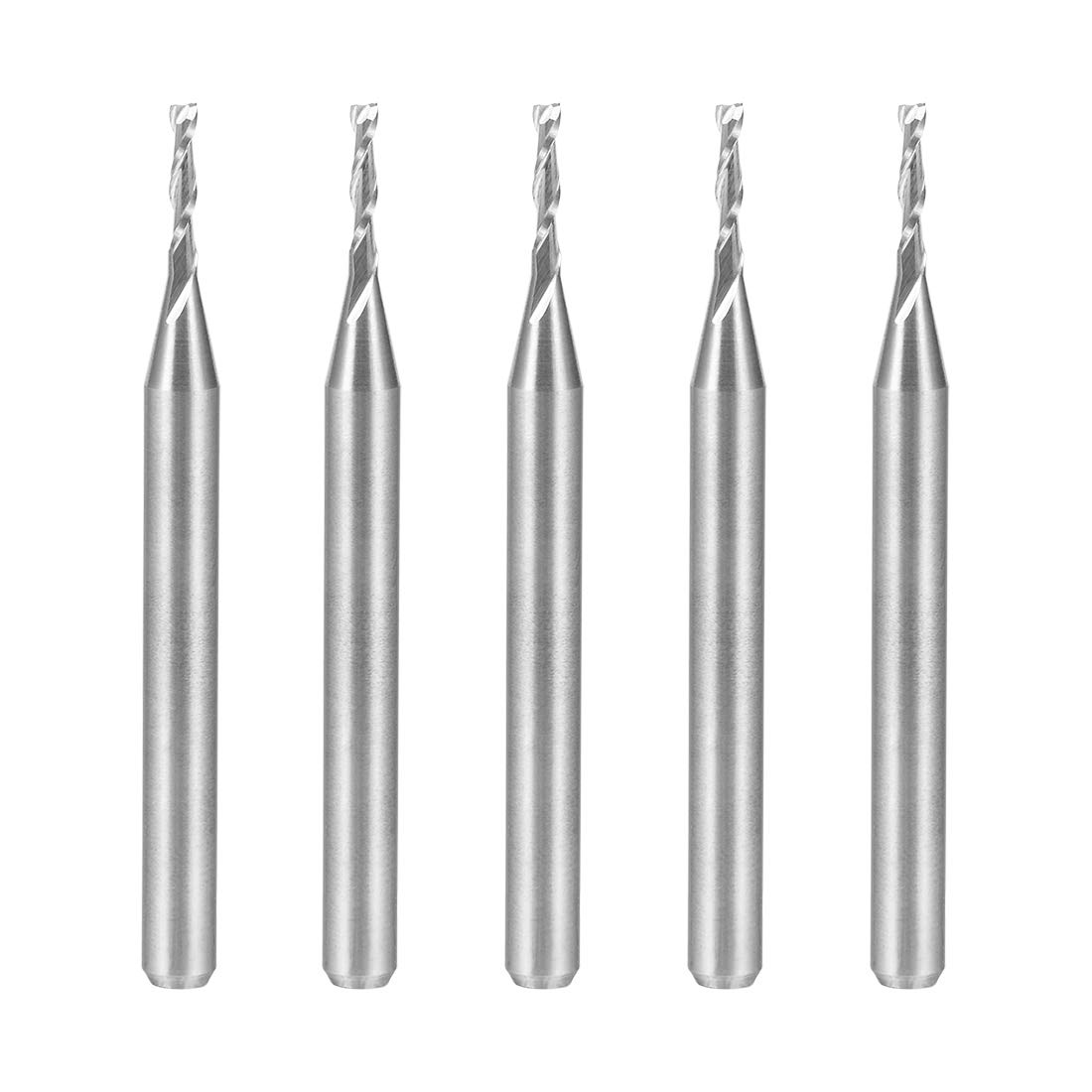 sourcingmap 5PCS 1/8" Shank 1.2mm x 6mm Carbide End Mill CNC Router Bits 2 Flute Milling Bit for Acrylic PVC MDF Wood