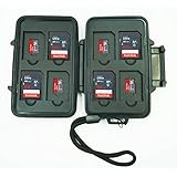 SD and Micro SD Memory Card Case, Sleek Heavy Duty Design. Water Proof up to 50 Feet and Shock Proof. Holds up to 16 cards total Come with a lanyard.