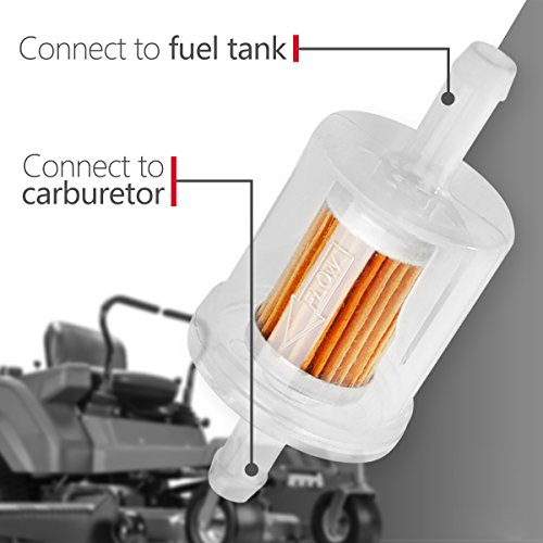 Atima Small Engie Fuel Filter, 40-Micron Fuel Filter with barbs fits for 1/4” inch 5/16” Inch Fuel lines Replacement for Briggs&Stratton 691035 Kawasaki 49019-0027