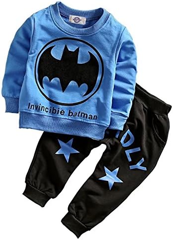Baby Boy Girl Clothing Set Blue Red Long Sleeves Batman Tshirt Tracksuit