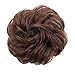 AISI QUEENS 100% Human Hair Bun Extensions 2PCS Curly Wavy Messy Bun Hair Extension Scrunchies Elegant Chignons Wedding Hair Piece for Women and Kids(Color:4# Medium Brown)