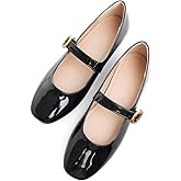 TN TANGNEST Leather Flats for Women Comfortable Square Toe Slip On Flats Soft Work Flats Retro Mary Jane Flats