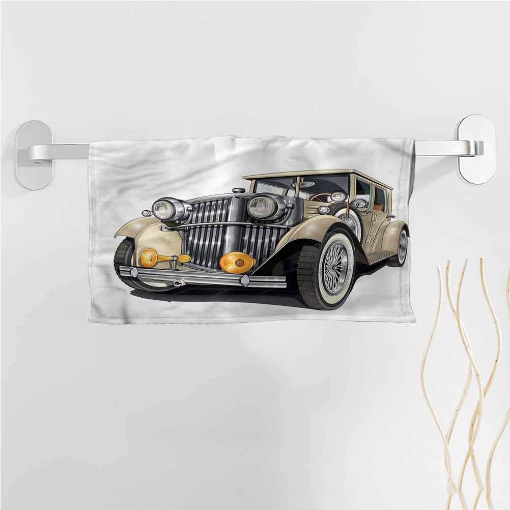 alisoso Wash Towels Cars,Vintage Vehicle Hand Drawn Absorbent Towels for Bathroom