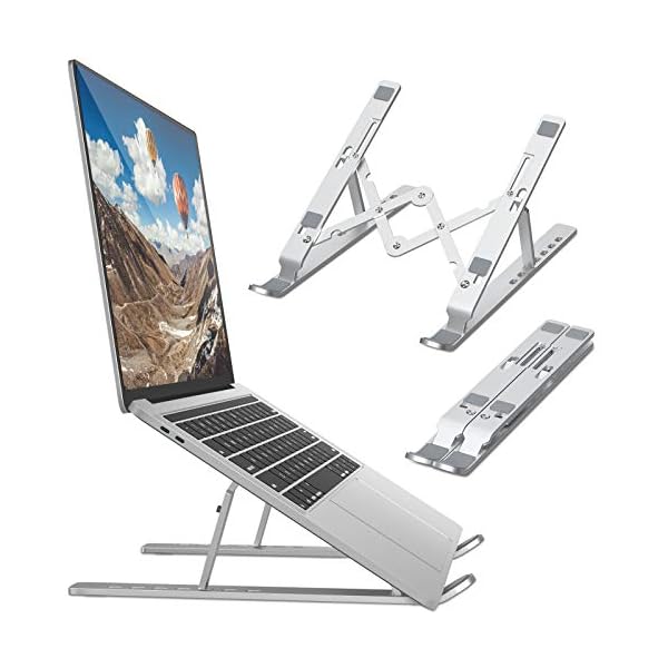 Laptop-StandUniversal-Ventilated-Desktop-Laptop-Holder-Portable-Foldable-Laptop-Riser-with-7-Angles-HeightAdjustment-Non-Slip-Aluminum-Laptop-Mount-Compatible-with-LaptopPhoneTabletKindle Laptop Stand,Universal Ventilated Desktop Laptop Holder, Portable Foldable Laptop Riser with 7 Angles Height,Adjustment…