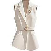 GORGLITTER Women's Sleeveless Bow Blazer Vest Top Trendy Flower Business Casual Fall Lightweight Blazers Suit Jacket