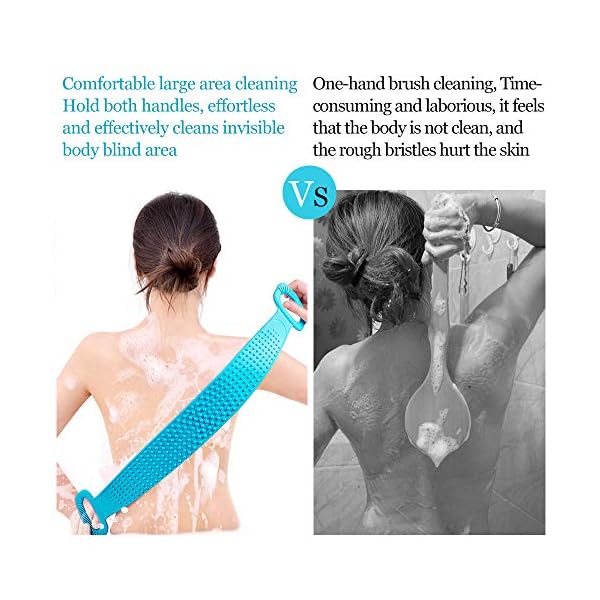 Inmorven Extended 76 cm/30 inches Back Scrubber Silicone Shower Brush Body Brush Exfoliating Body Scrubber for Men and…