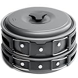 MalloMe Camping Cookware Mess Kit Backpacking Gear & Hiking Outdoors Bug Out Bag Cooking Equipment Cookset | Lightweight, Compact, Durable Pot Pan Bowls