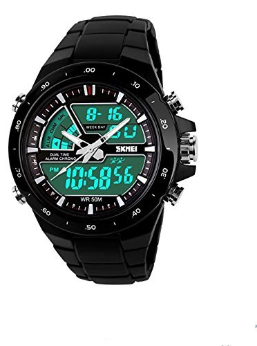 J.Market Sports Watch Men's Multi-function Digital LED watch Electronic Watch 50 Meters Waterproof Luminous Watch (black)