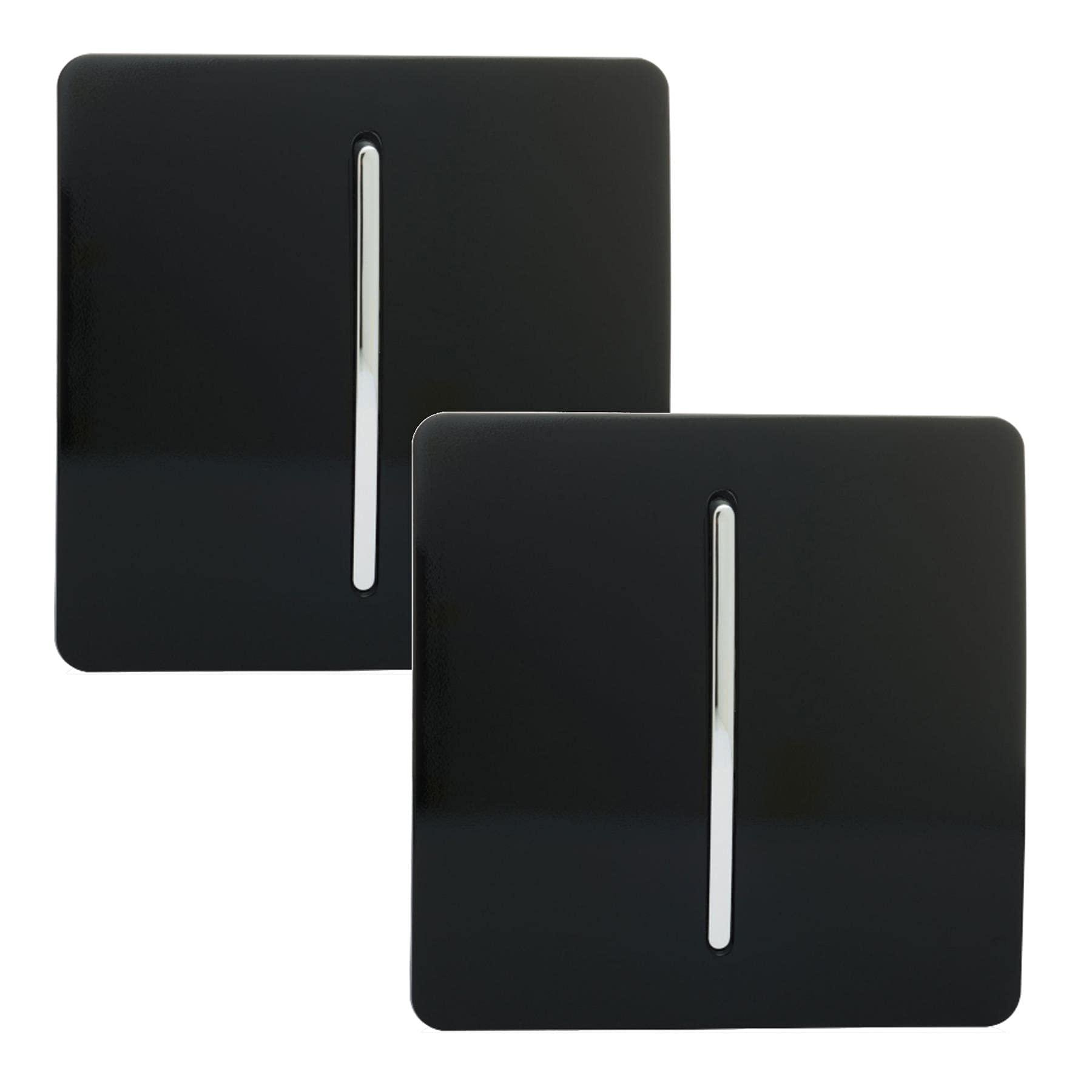 Trendi 1 Gang 2 Way Artistic Modern Glossy 10 Amp Rocker Tactile Light Switch Piano Black (2 Pack)