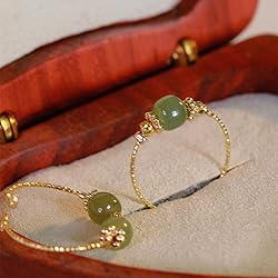 Natural Hetian Jade Ring Green Oval Jade Ring in