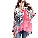 Lowpricenice Womens Batwing Dolman Sleeve Shirt Chiffon Flowers Tops Blouse (L, Hot pink)