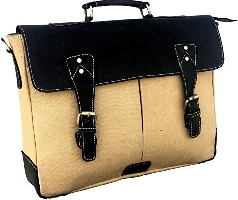AOL Genuine Leather Vintage 16" Messenger Bag for 15.6 inch laptops,Satchel Briefcase Bag for Men and Women Yellow