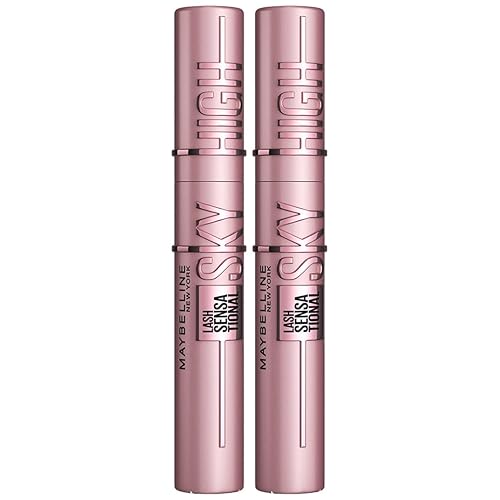 Maybelline New York Lash Sensational Sky High Mascara, Volumising & Lengthening Mascara, Washable Flake-Free Formula Infused with Bamboo Extract & Fibres, 7 ml, Shade: 01, Black (Pack of 2)