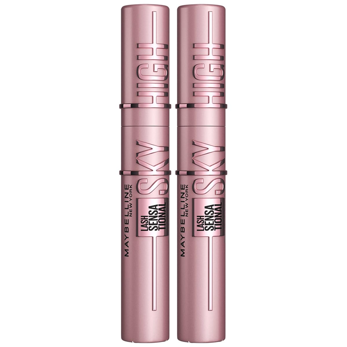Maybelline New York Lash Sensational Sky High Mascara, Volumising & Lengthening Mascara, Washable Flake-Free Formula Infused with Bamboo Extract & Fibres, 7 ml, Shade: 01, Black (Pack of 2)
