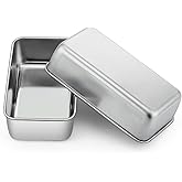 P&P CHEF Loaf Pan Set, 9 x 5 Inch Bread Pans, Stainless Steel Loaf Toast Baking Pans For Bread Meatloaf Lasagna Cake, Healthy & Non Toxic, Oven Safe& Easy Clean, (Silver, 2Pcs)