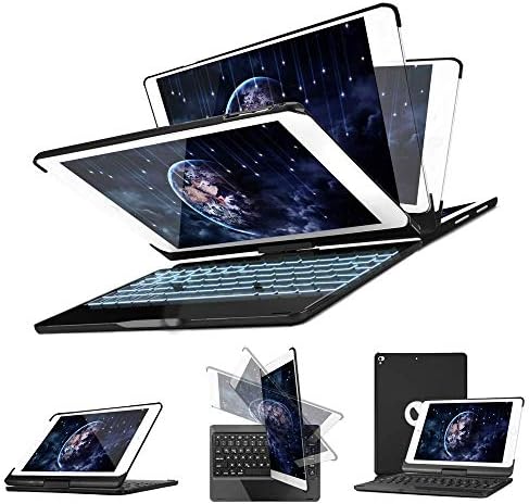 iPad 9.7" Keyboard Case - 7 Colors Backlit Keyboard - Auto Wake & Sleep - iPad 9.7 Case With Bluetooth Keyboard Pencil Holder - For iPad 9.7(2018/2017)/iPad Air 2 / iPad Air/iPad Pro 9.7 (Black)