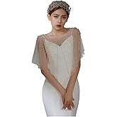 ULAPAN Pearls Wedding Capes Shawl Wrap Shrug Bridal Dress Jackets Flapper Bolero Cover Up