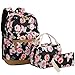 BLUBOON Teens Backpack Set Girls Women School Bags Bookbags 3 in 1 (Black-0019)