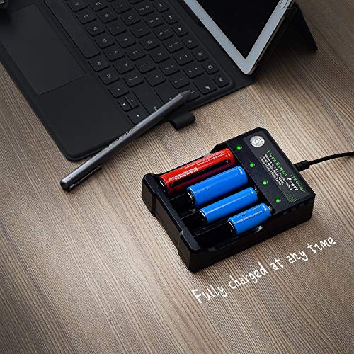 6 18650+Charger+Batteries+Intelligent+Rechargeable