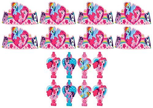 New My Little Pony Birthday Party Favors Pack Including Blowouts, and Kids Party Tiaras - 8 Guests