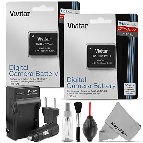(2 Pack) Vivitar NB-11L / NB-11LH Battery and Charger Set for Canon PowerShot Cameras (2 Pack) Vivitar NB-11L / NB-11LH Battery and Charger Set for Canon PowerShot Cameras