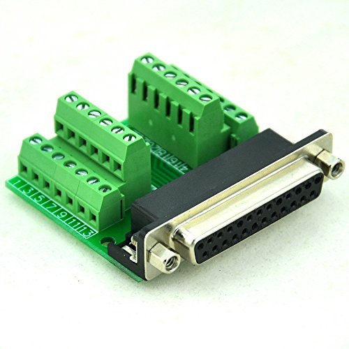 Electronics-Salon Slim Right Angle D'SUB DB25 Female Header Breakout Board Module, Terminal Block DSUB Connector.
