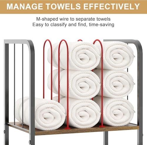 Towel Rack Free Standing, 3-Tier, M-Shaped Detachable Dividers, Durable Metal Towel Holder for Bathroom, Pool Towel Rack, Space-Saving Towel Storage Organizer
