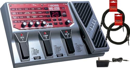 BOSS ME-20B Bass Multi-Effects Processor w/Power Supply and (2) 10' Guitar Cables
